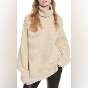 Free People Swim Too Deep Turtleneck Sweater Ivory Small